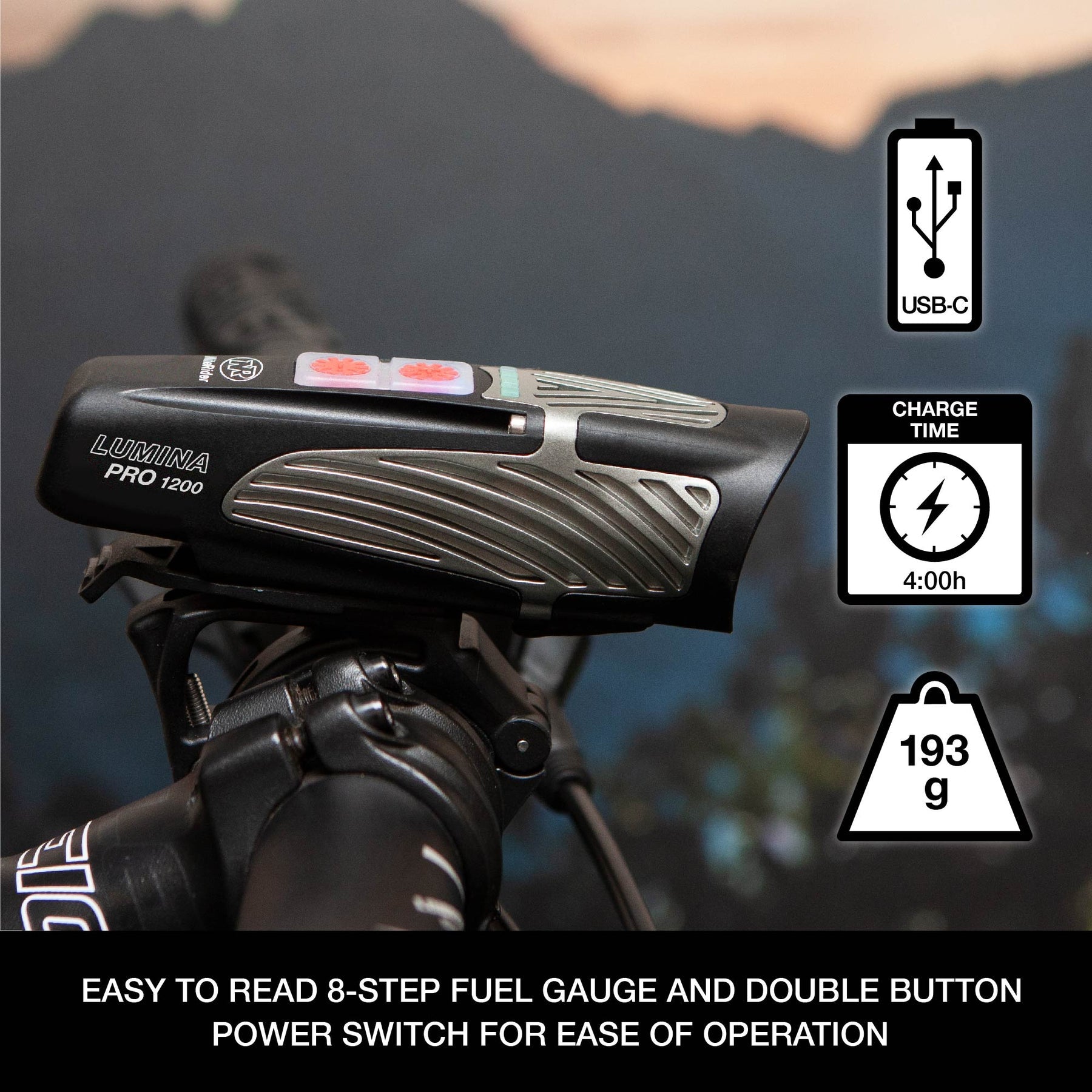 Combo de luces NITE RIDER Lumina™ Pro 1200 y Vmax+™ 150